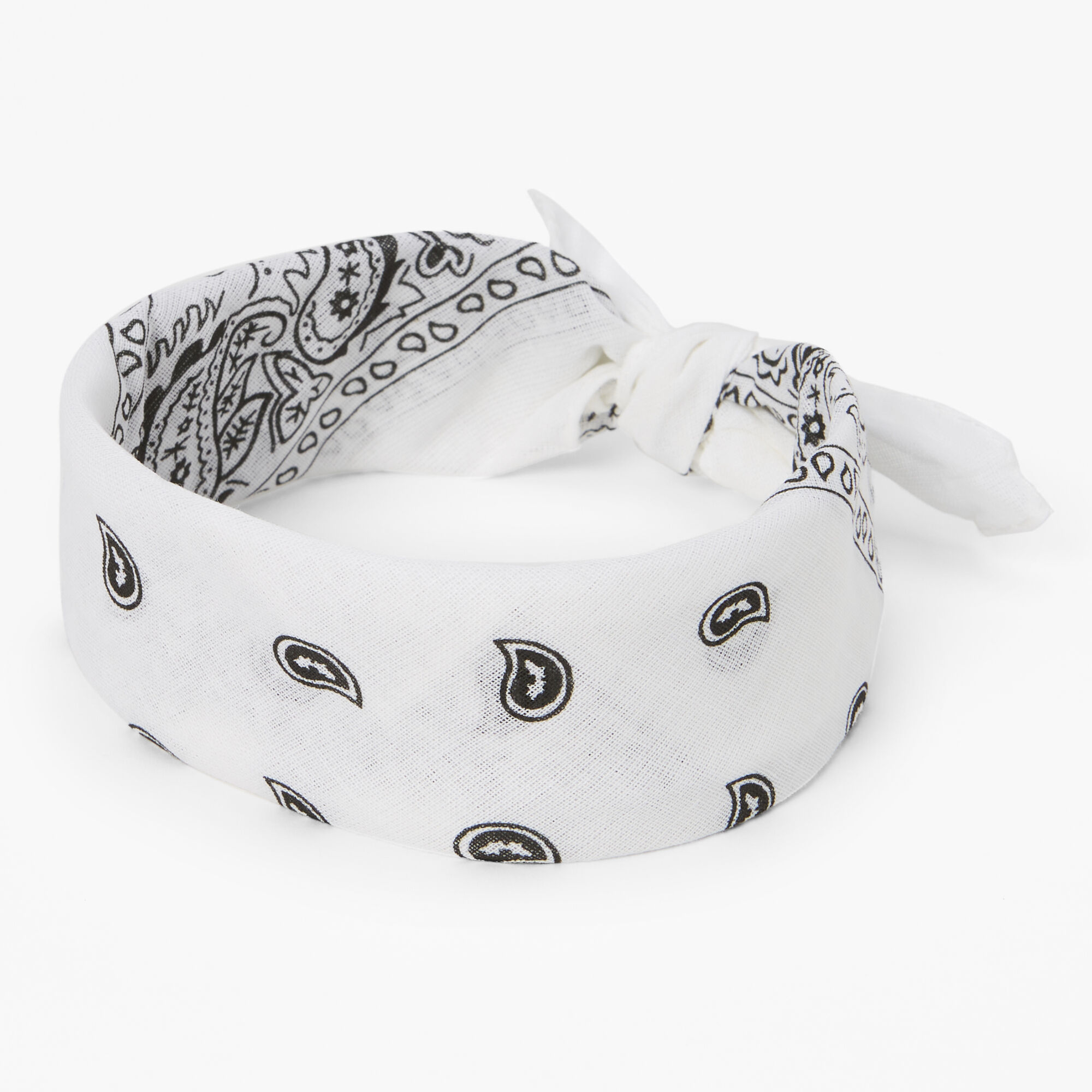 Claire's Club Paisley Bandana Headwrap - White,