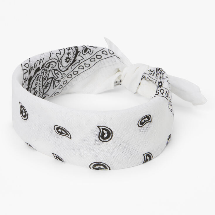 Claire&#39;s Club Paisley Bandana Headwrap - White,