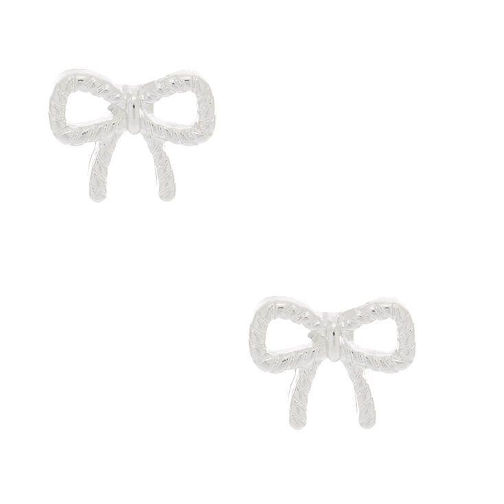 Silver Bow Stud Earrings,