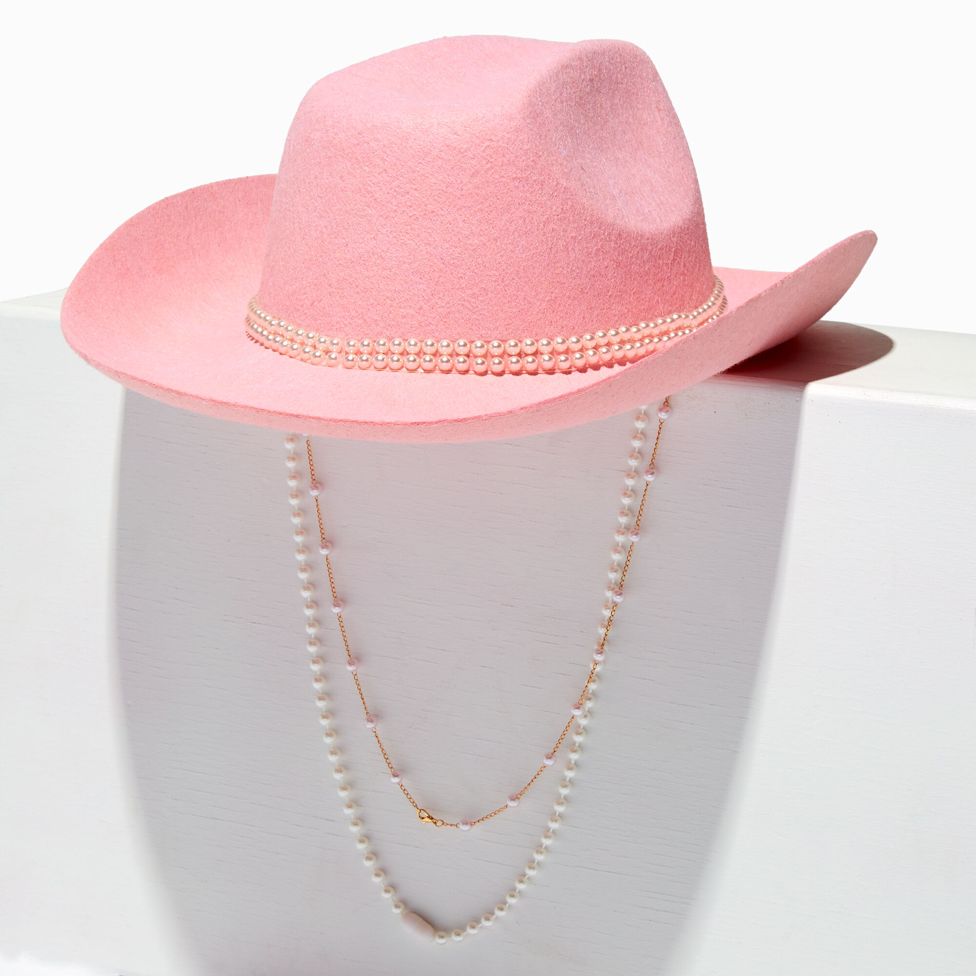 View Claires Pearl Blush Cowboy Hat Pink information