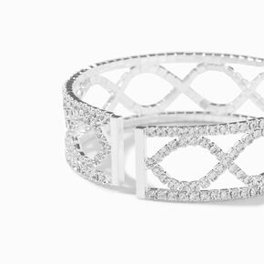 Silver-tone Infinity Rhinestone Cuff Bracelet,