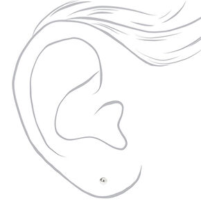 Clous d&#39;oreilles boules avec strass noir couleur argent&eacute; - Lot de 9,