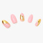 Light Pink Marble Foil Stiletto Faux Nails - 24 Pack,