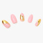 Faux ongles stiletto m&eacute;tallis&eacute;s effet marbr&eacute; rose p&acirc;le - Lot de 24,