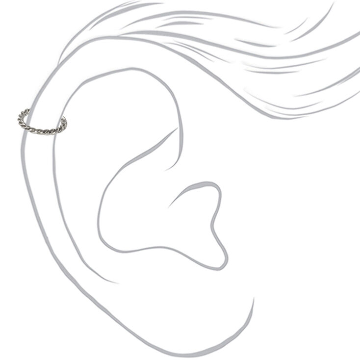 Silver 16G Twisted Cartilage Hoop Earring,