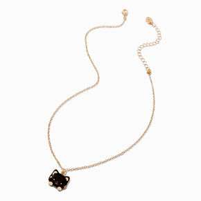 Collier &agrave; pendentif d&#39;humeur t&ecirc;te de chat noir,