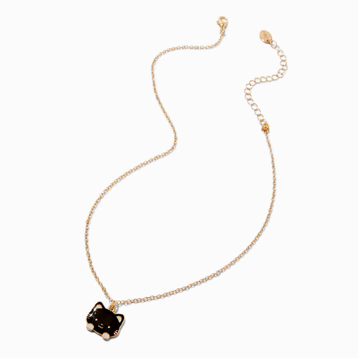 Mood Black Cat Head Pendant Necklace,