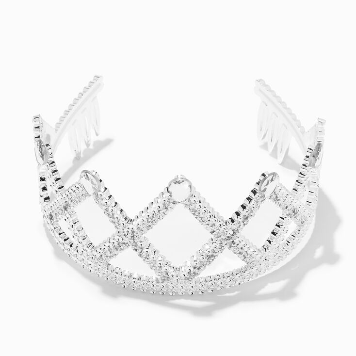 Claire&#39;s Club Silver Glitter Princess Tiara,