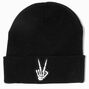 Skeleton Peace Sign Black Beanie Hat,