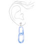 Silver 2.5&quot; Oval Chain Link Resin Drop Earrings - Blue,