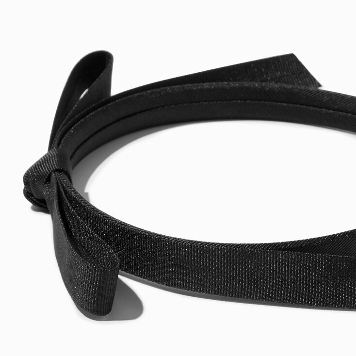 Black Skinny Ribbon Bow Headband,