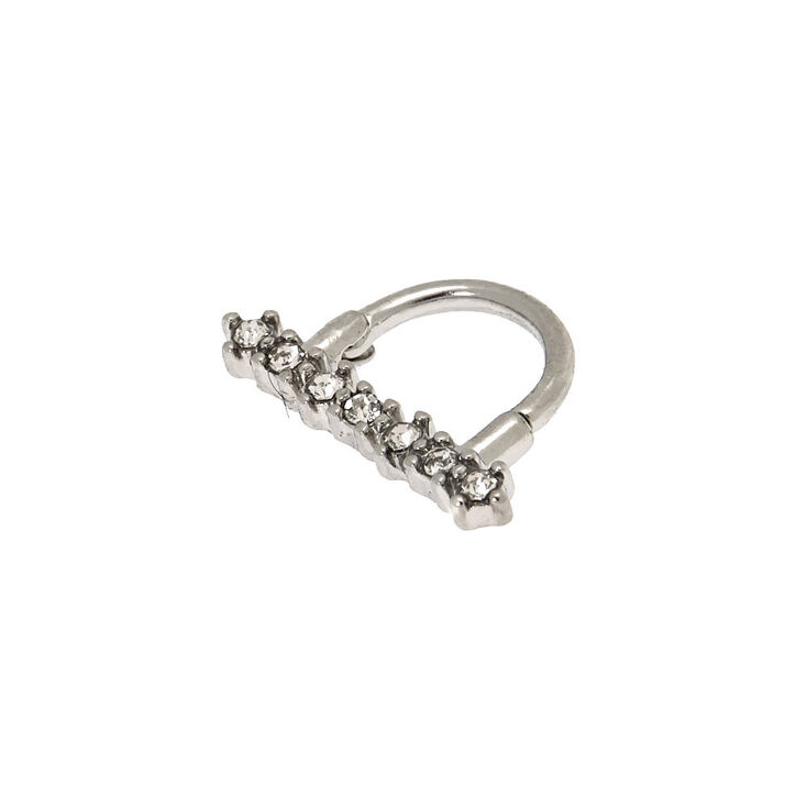 Claire's Anneau de piercing septum barre avec pierre 16 g couleur argenté