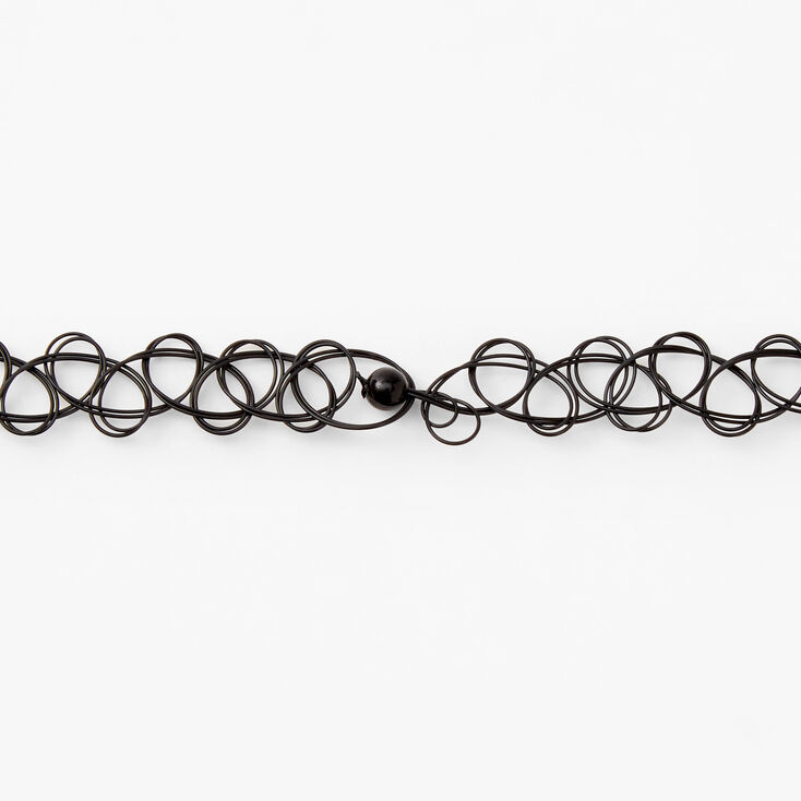 Outer Space Alien Tattoo Choker Necklace - Black,