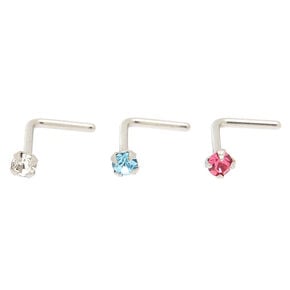 Silver-tone 20G Pastel Nose Studs - 3 Pack,