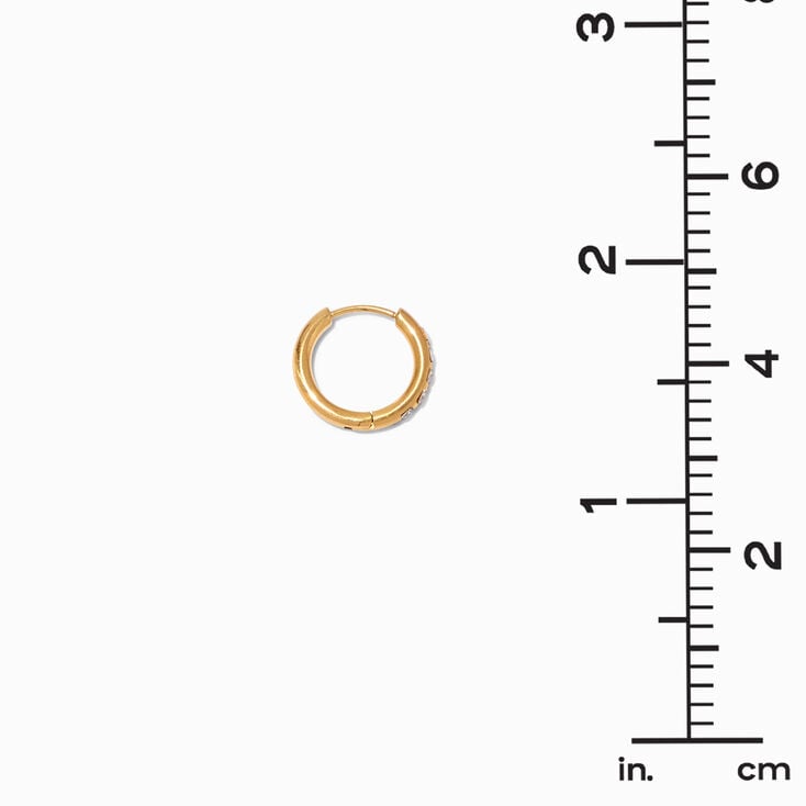 C LUXE by Claire&#39;s Gold-tone Titanium 10mm Crystal Tube Huggie Hoop Earrings,
