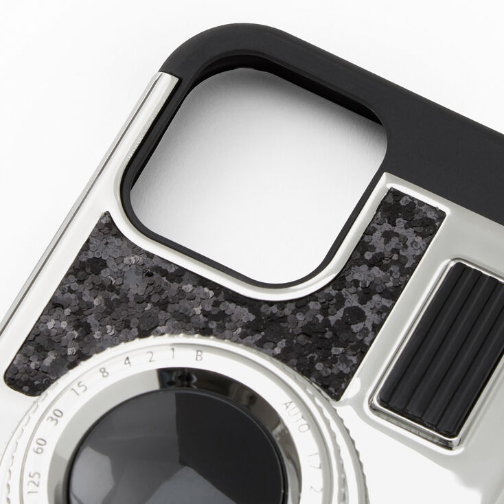 Black Glitter Camera Phone Case - Fits iPhone 12/12 Pro,