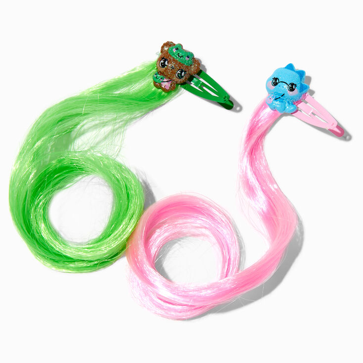 Barrettes clic clac avec ic&ocirc;nes et cheveux synth&eacute;tiques boucl&eacute;s Claire&#39;s&nbsp;Club - Lot de 6,