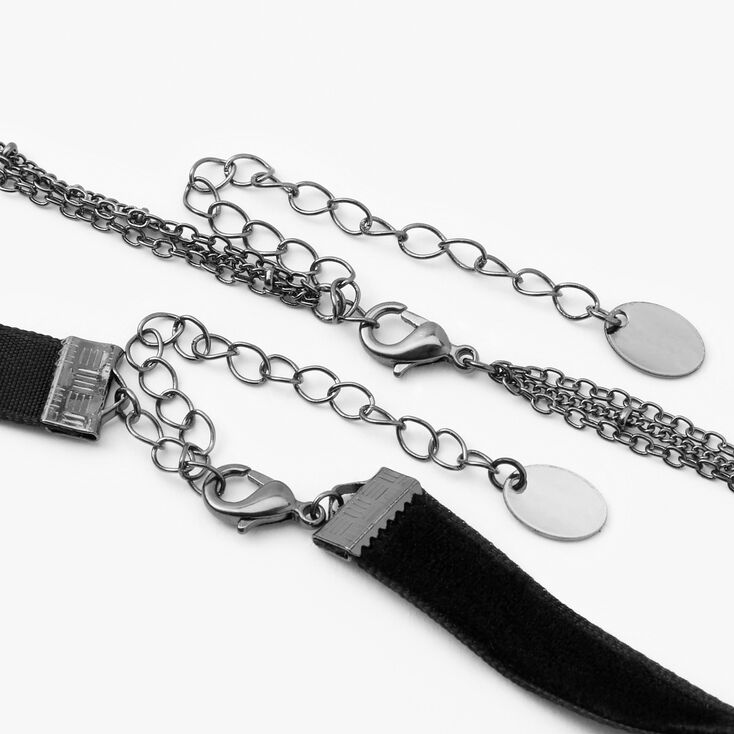 Black Filigree &amp; Feather Multi-Strand Necklace &amp; Choker Set - 2 Pack,