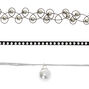 Silver Pearl Choker Necklaces - Black, 3 Pack,