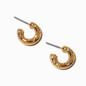 Gold-tone Crystal Studded Hoop Earrings,