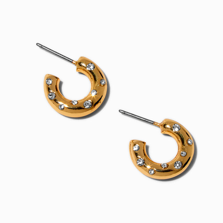 Gold-tone Crystal Studded Hoop Earrings,