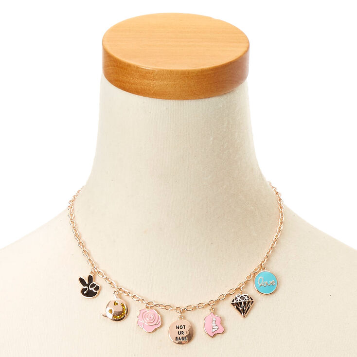 Rose Gold Not Ur Babe Charm Necklace,