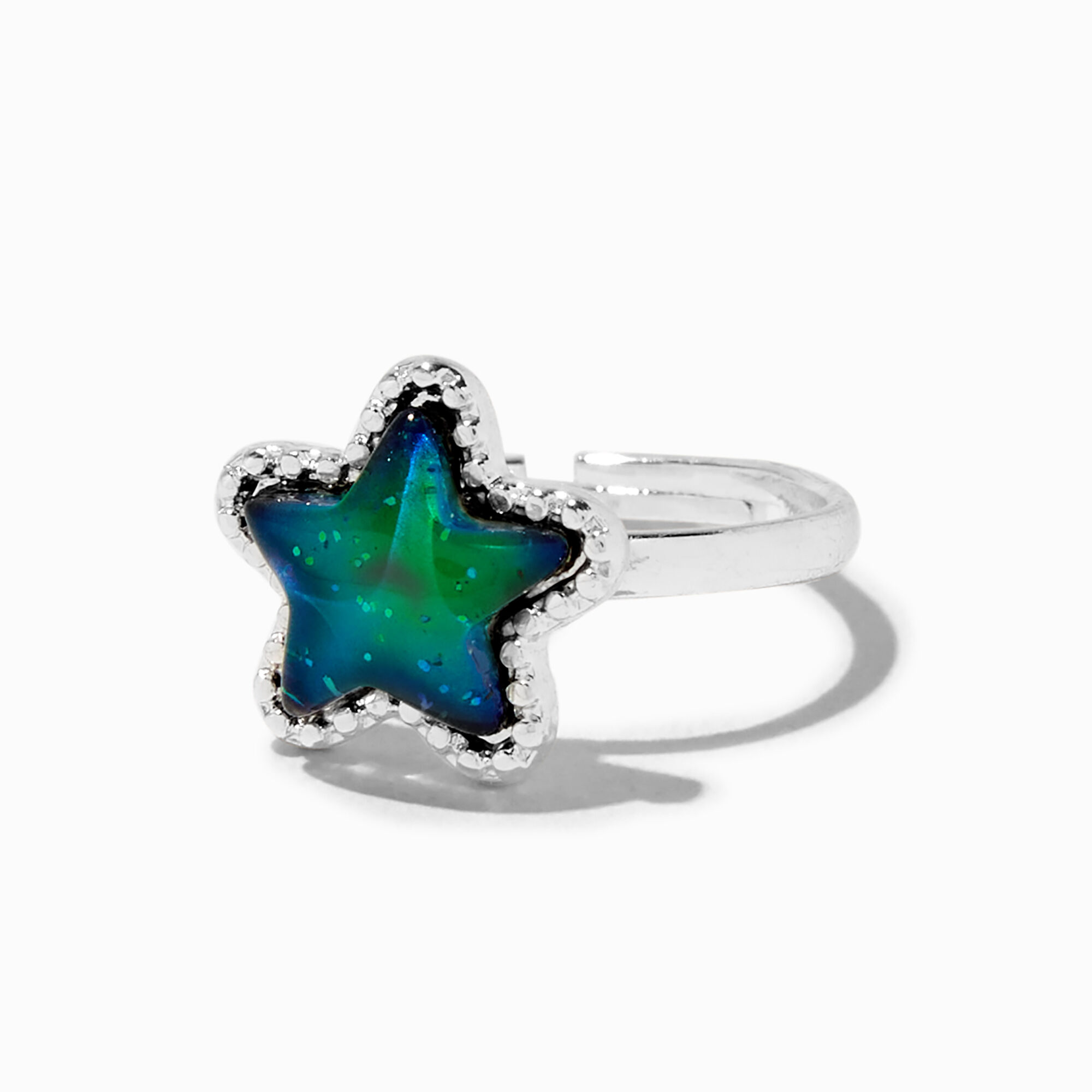View Claires Tone Glitter Star Mood Ring Silver information
