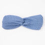 Polka Dot Pleated Twisted Headwrap - Blue,