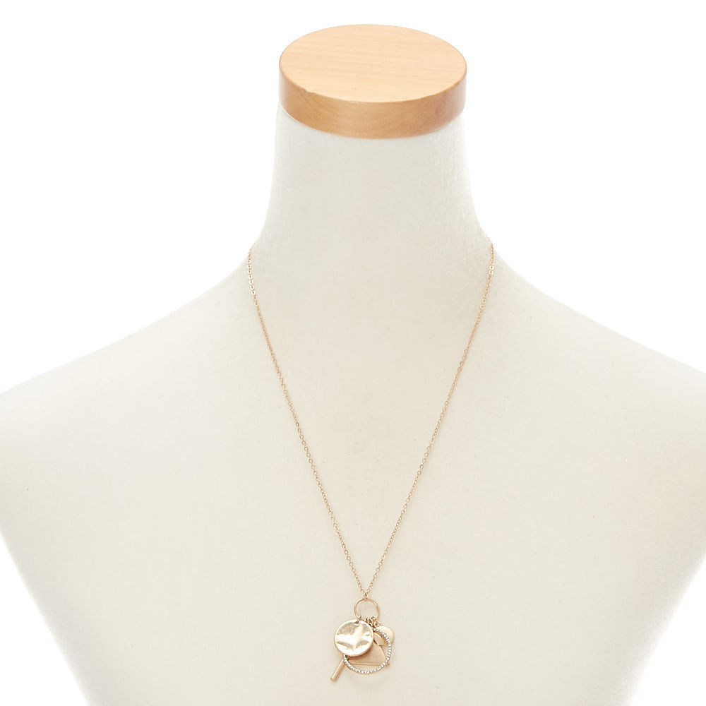 Gold Geometric Long Pendant Necklace,