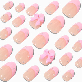 Pink 3D Bow Stiletto Press On Vegan Faux Nail Set - 24 Pack,