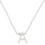 Silver Stone Initial Pendant Necklace - A,