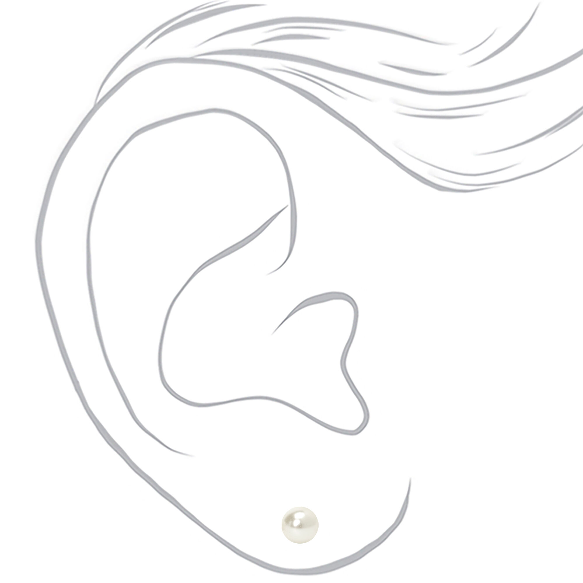 Clous d’oreilles perles d'imitation 6 mm en argent,
