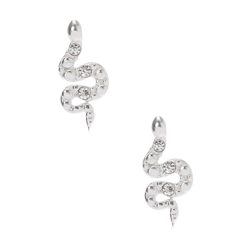 Clous d'oreilles serpents décorés en argent,