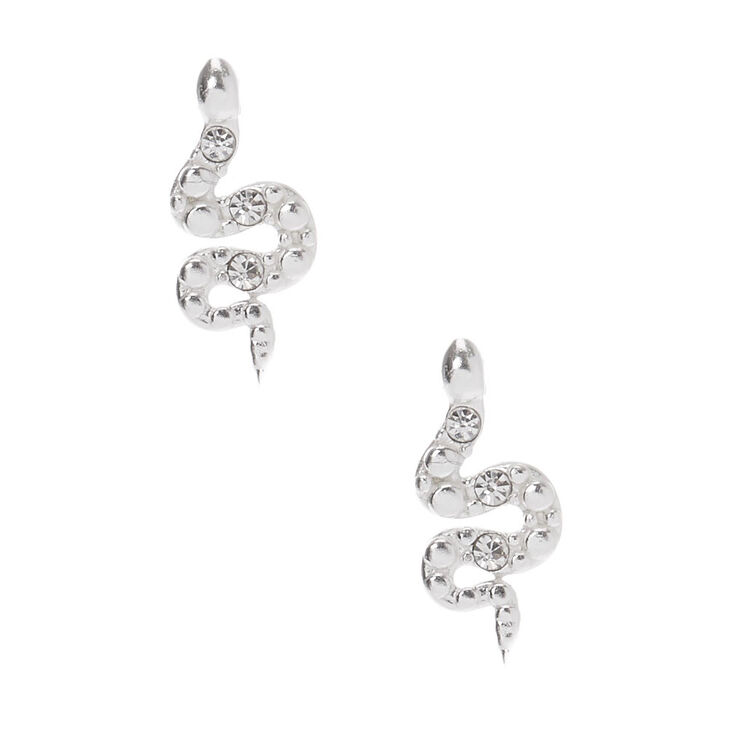 Clous d&#39;oreilles serpents d&eacute;cor&eacute;s en argent,