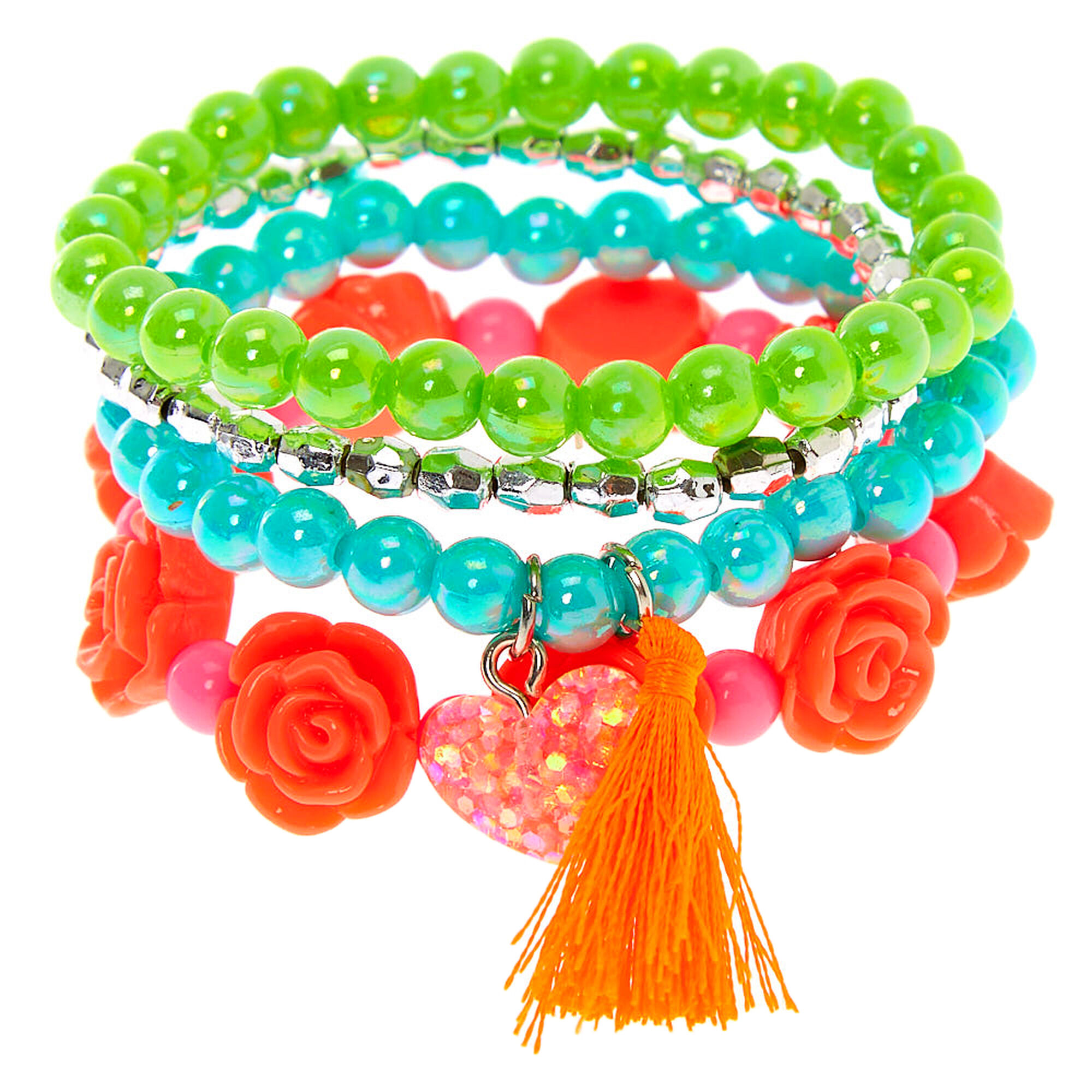 Claire S Club Neon Beaded Bracelets 4 Pack Claire S Us