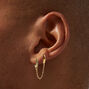 18K Gold Plated One 8MM Crystal Hoop Connector Earring,