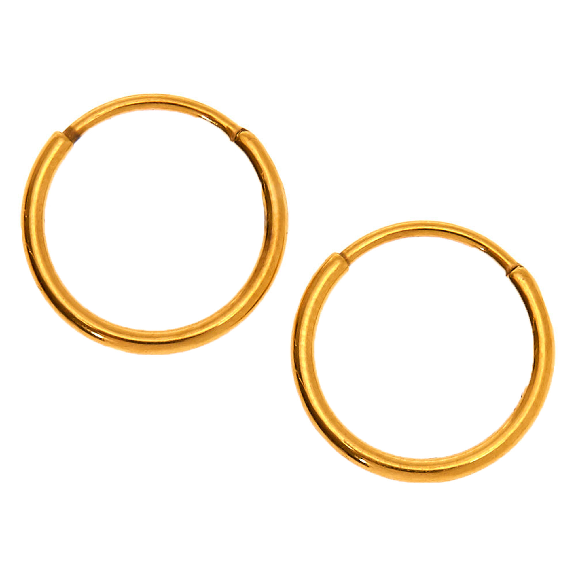 View Claires Titanium 10MM Sleek Hoop Earrings Gold information