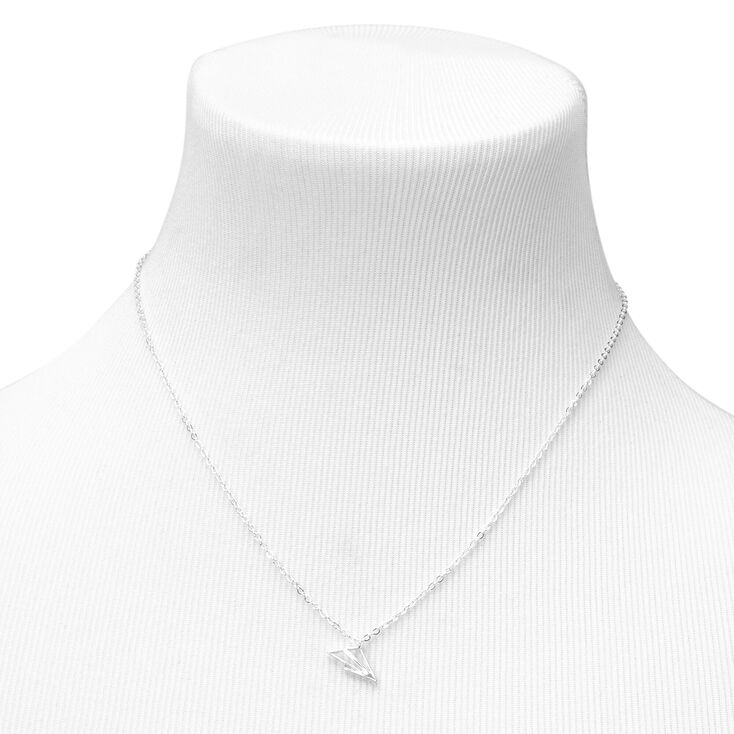 Silver Paper Airplane Pendant Necklace,