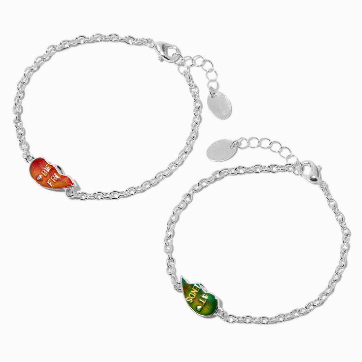 Lot de 2&nbsp;bracelets d&#39;humeur best friends &agrave; breloque en forme de c&oelig;ur,