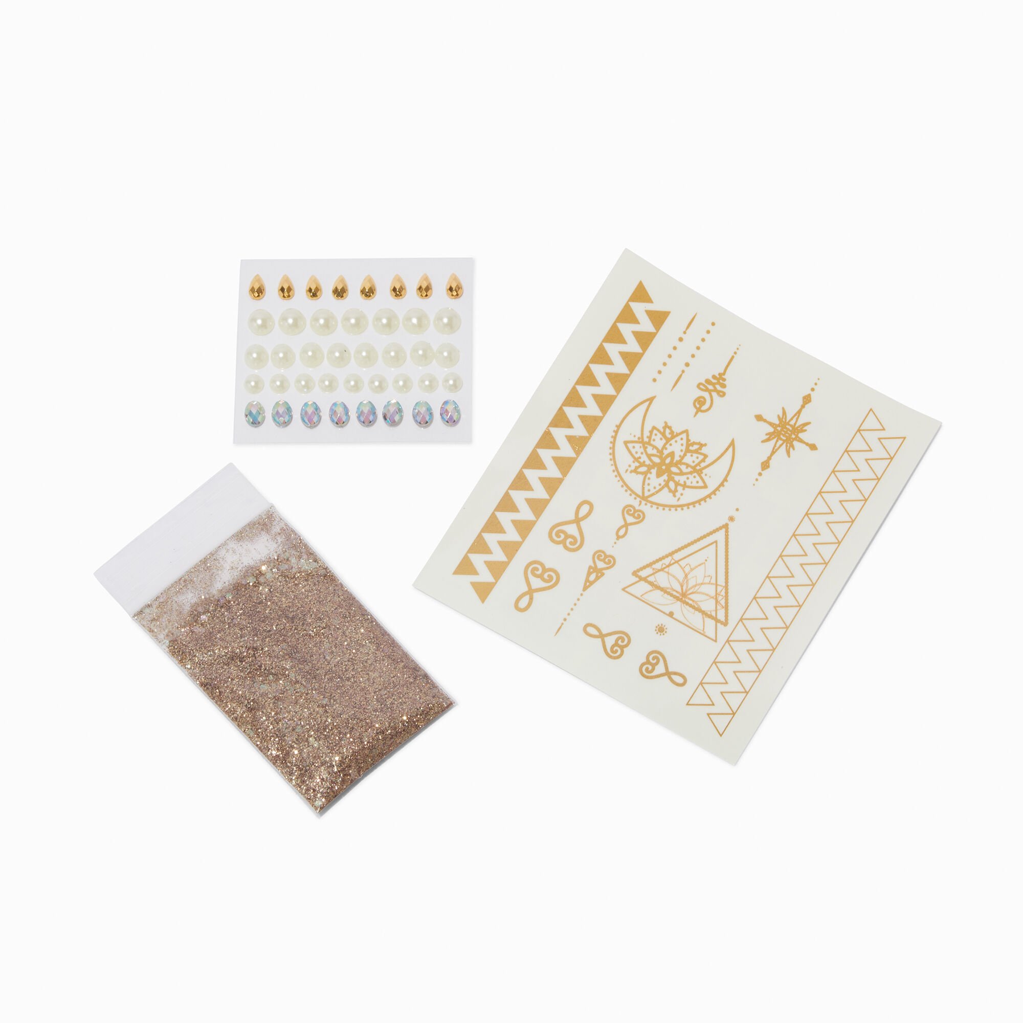 Gold Bohemian Glitter Assorted Body Art Kit,