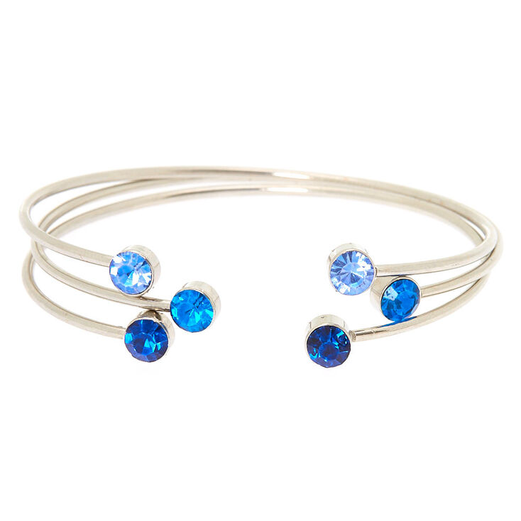 Silver Embellished Cuff Bracelets - Blue,