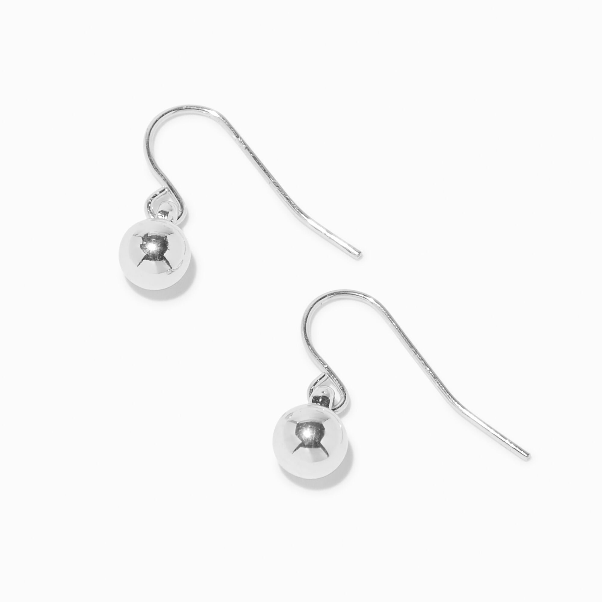 Silver 1'' 8MM Ball Drop Earrings,