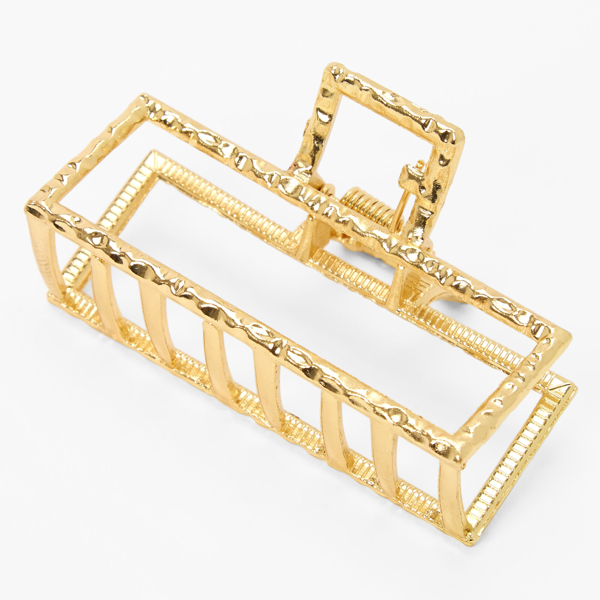 View Claires Textured Rectangle Hair Claw Gold information