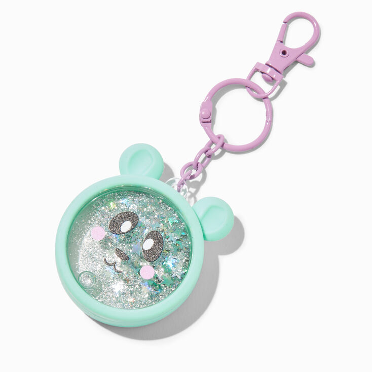 Bear Head Water-Filled Glitter Keyring,