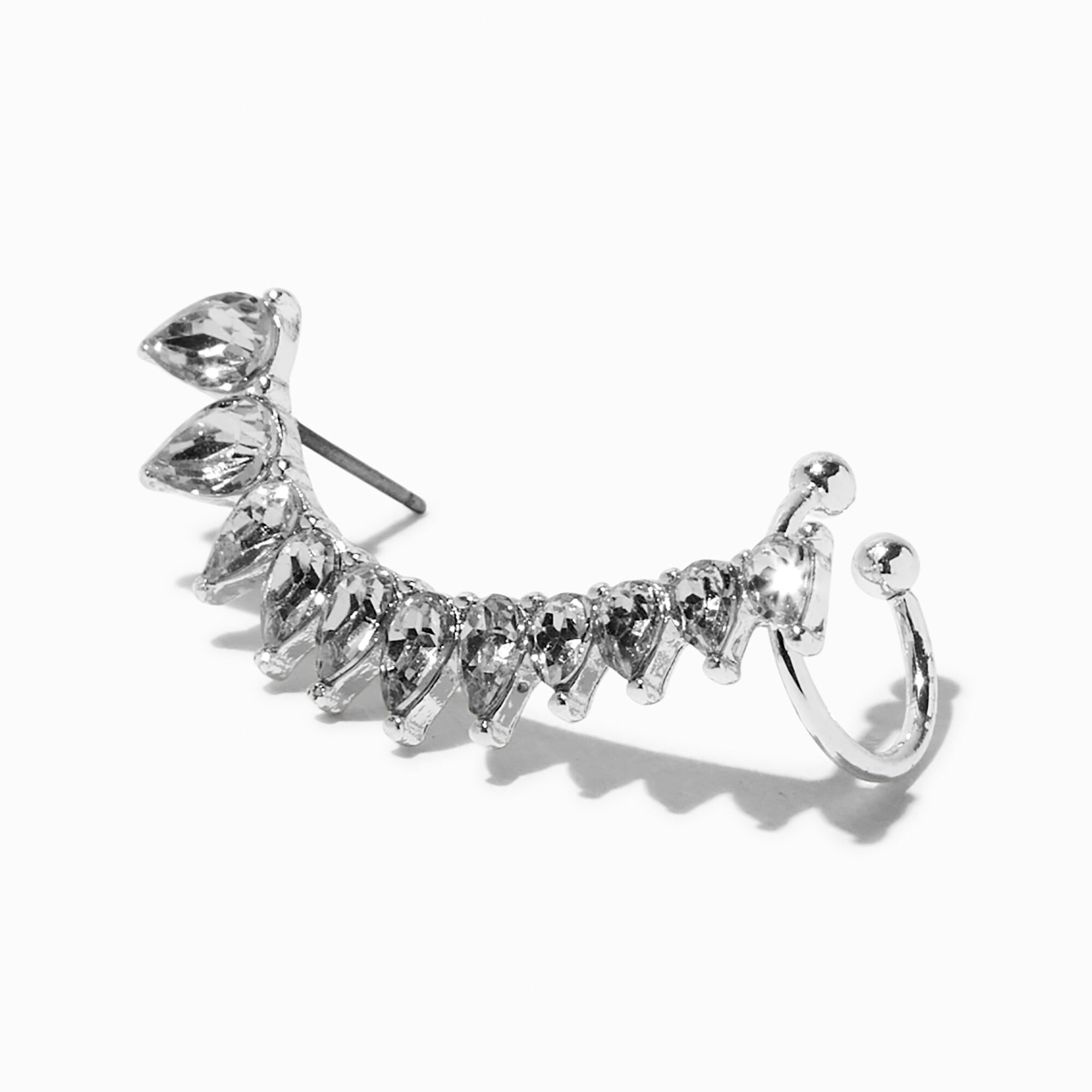 View Claires PearShaped Crystal Crawler Ear Cuff Earring Silver information