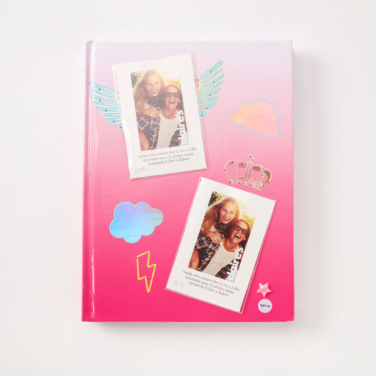 Claire's Carnet qui s’allume avec pochettes pour photos au dégradé de couleurs - Rose