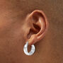 Silver-tone Chunky Textured Hoop Earrings,