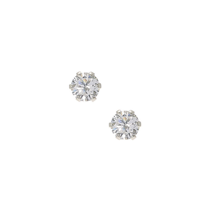 Claire's Clous d'oreilles en argent et zircon d'imitation cubique 4 mm