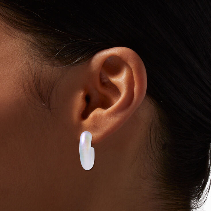 White Shimmer 30MM Resin Hoop Earrings,