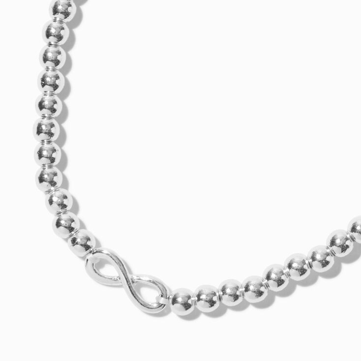 Infinity Charm Silver-tone Shot Bead Stretch Bracelet,